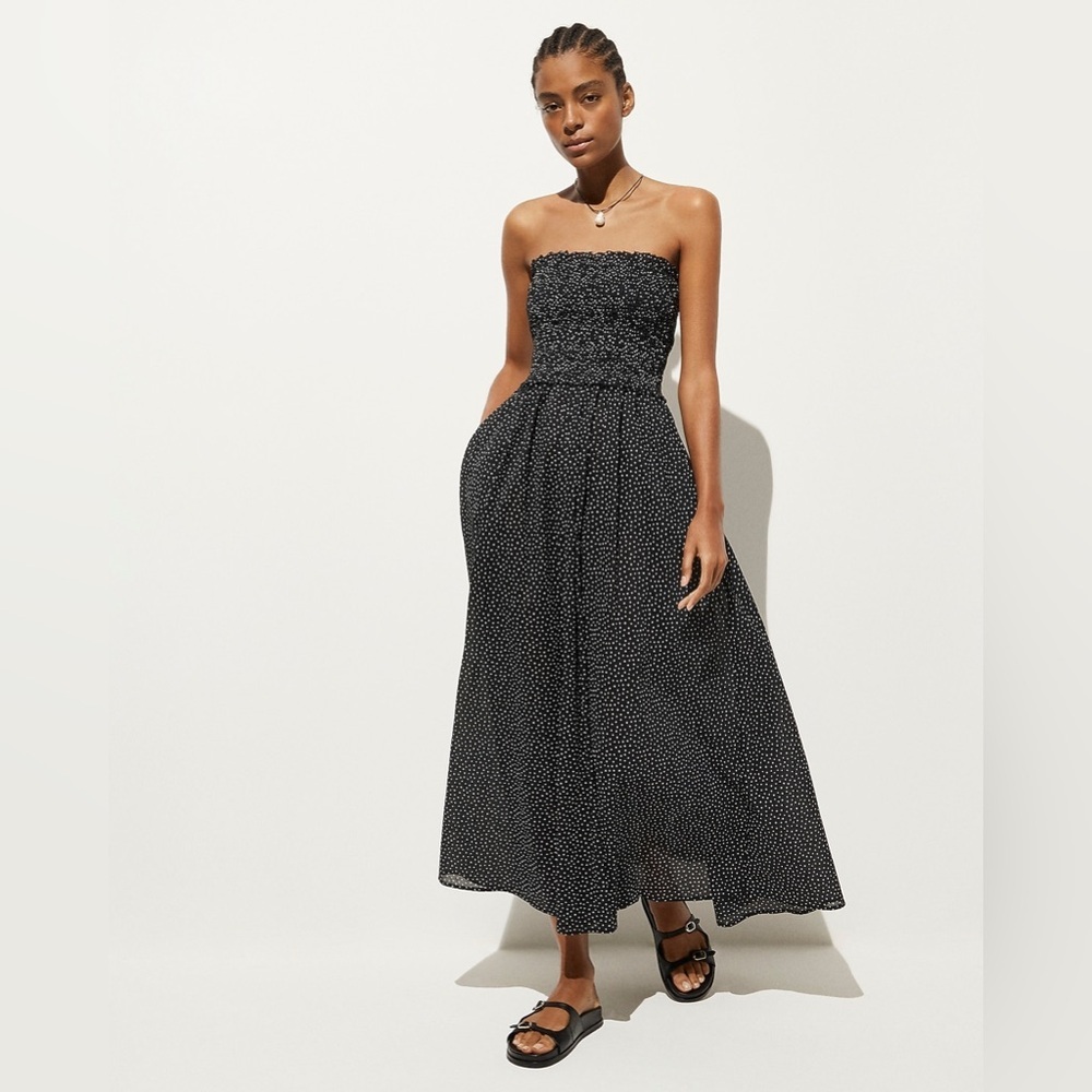 J Crew Smocked maxi dress in cotton voile dot print CQ068